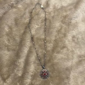 Silver and red necklace